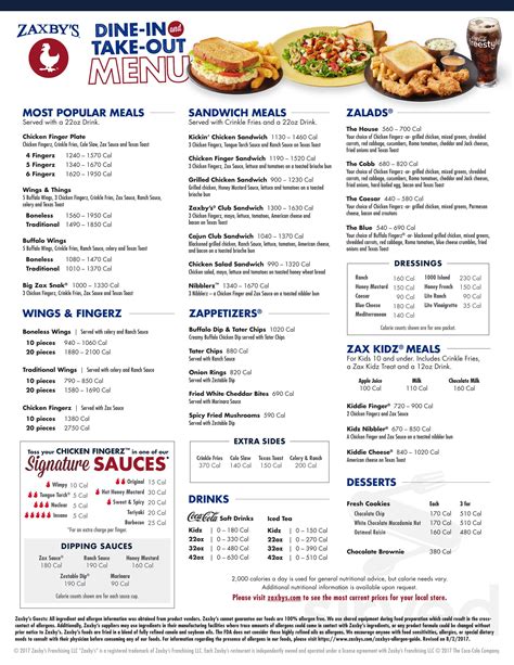 Zaxby%27s menu with pictures - 1070 - 1400 Cal. Zaxby's® Signature Club Sandwich. 1190 - 1520 Cal. Zaxby's® Spicy Signature Club Sandwich. 1180 - 1520 Cal. 3 Nibblerz® Sandwich. 1330 - 1660 Cal. Grilled Chicken Sandwich. 800 - 1130 Cal.